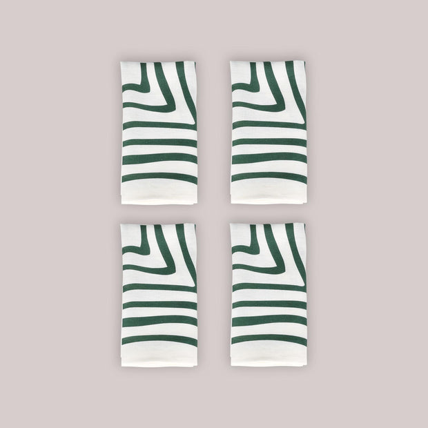 Polkra x Jess Wheeler Green Wiggle Collection Linen Napkins - Set of 4