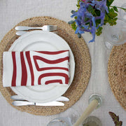 Polkra x Jess Wheeler Burgundy Wiggle Collection Linen Napkins - Set of 4