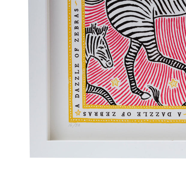 Signed Collective Noun Print - A Dazzle of Zebras - POLKRA